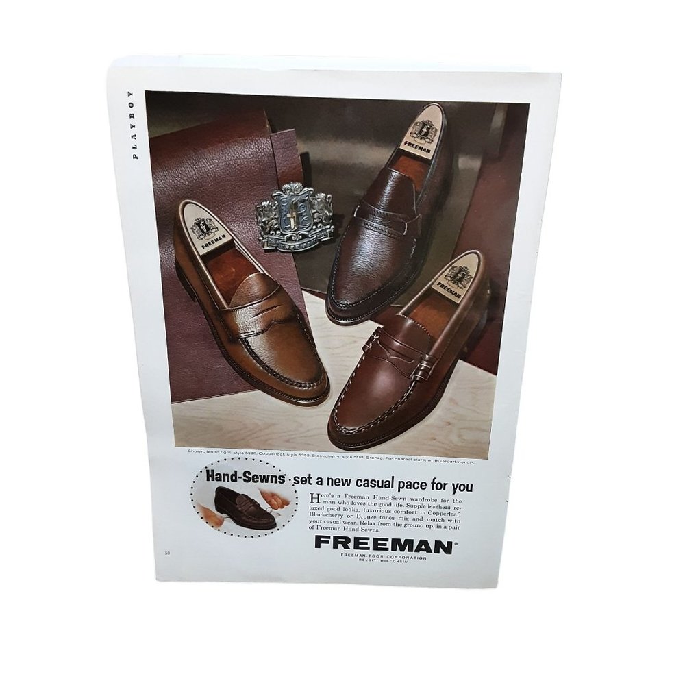 1966 Freeman Hand Sewns Casual Shoes Original Ad Vintage 60s Ephemera
